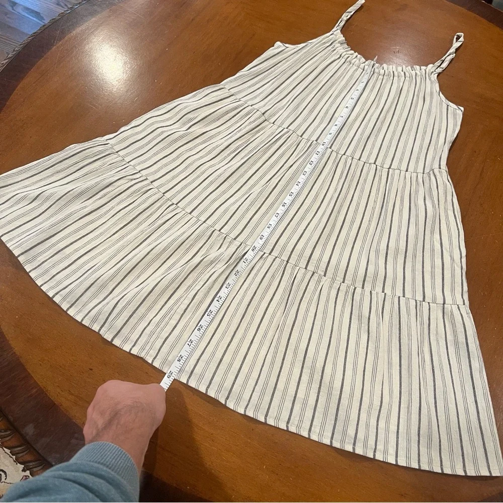NEW $98 Evereve Harper Gauze Sundress Black/Cream Stripe Tiered Sleeveless Mini - Picture 16 of 16